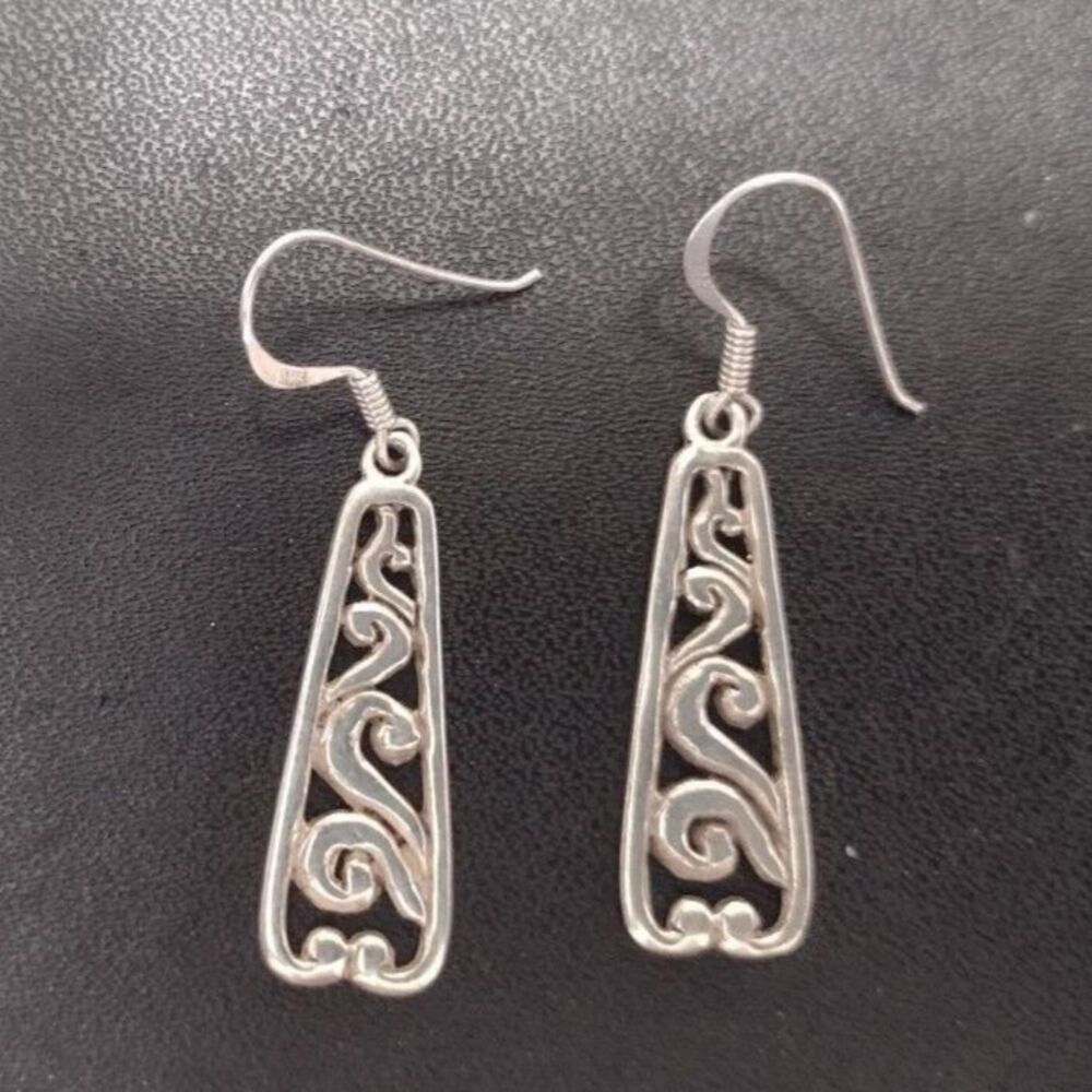 Sterling silver swirly lattice earrings - Picture 8 of 8